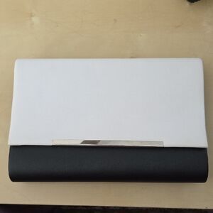 Chic Two-Tone White and Black Clutch Wristlet